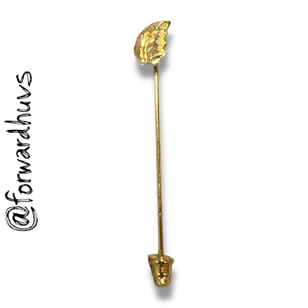 Vintage Gold Tone Stick Pin – Leaf Motif – Good Condition